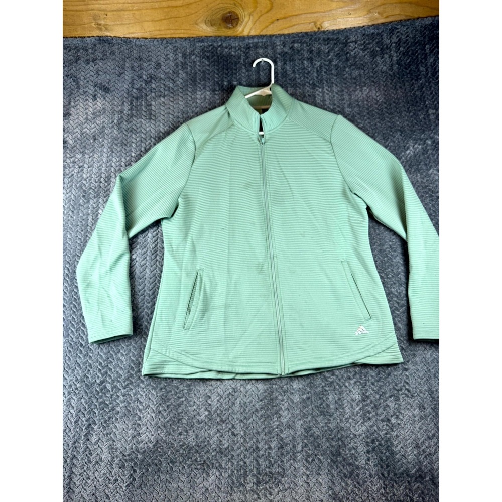 Adidas Golf Top Womens XL Mint Full Zip Thumbhole Sleeve Mock Neck Athleisure